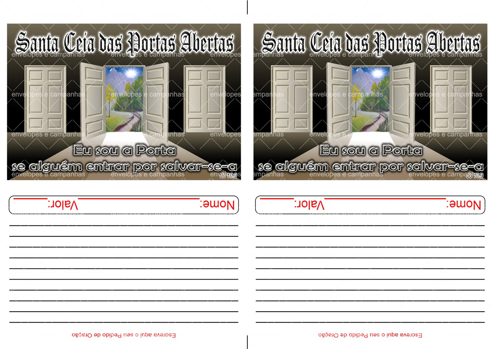 Envelope Santa Ceia das Portas Abertas 01 (2 numa folha A4)