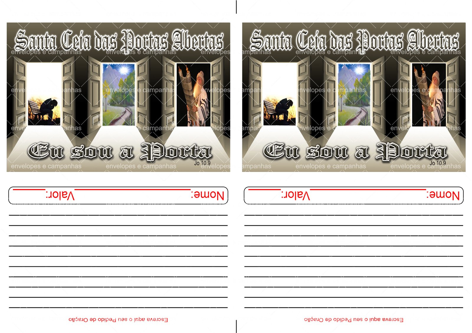 Envelope Santa Ceia das Portas Abertas 02 (2 numa folha A4)