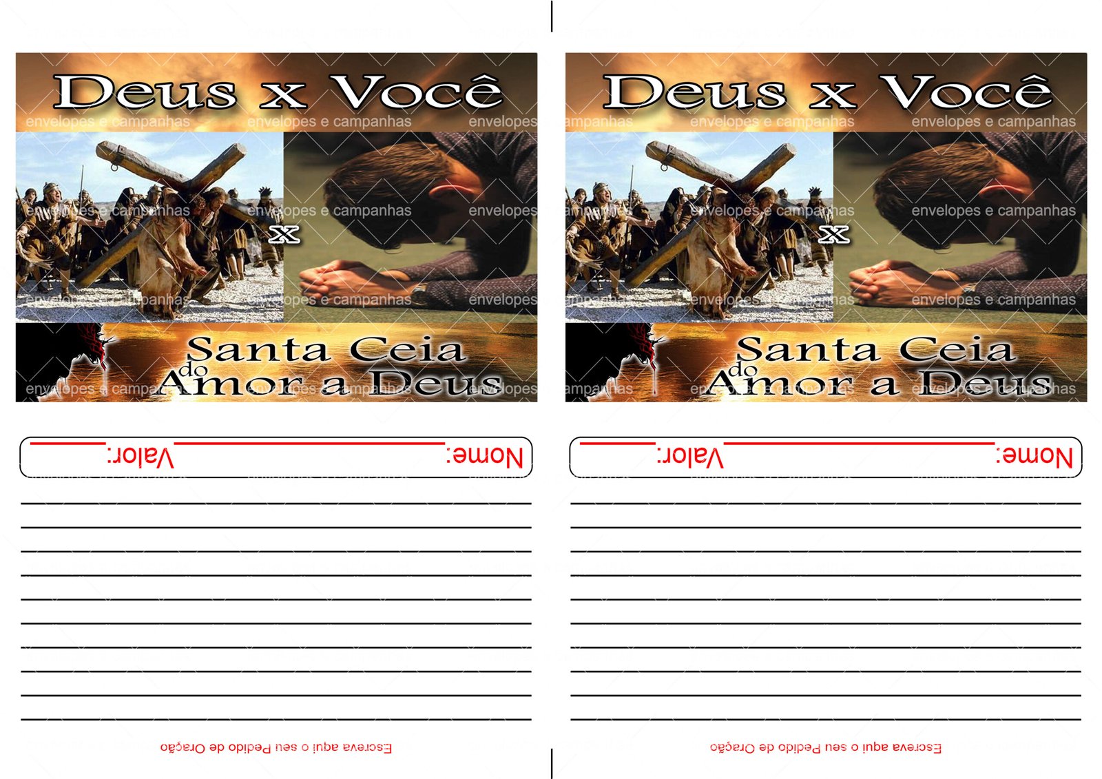 Envelope Santa Ceia do Amor de Deus 05 (2 numa folha A4)