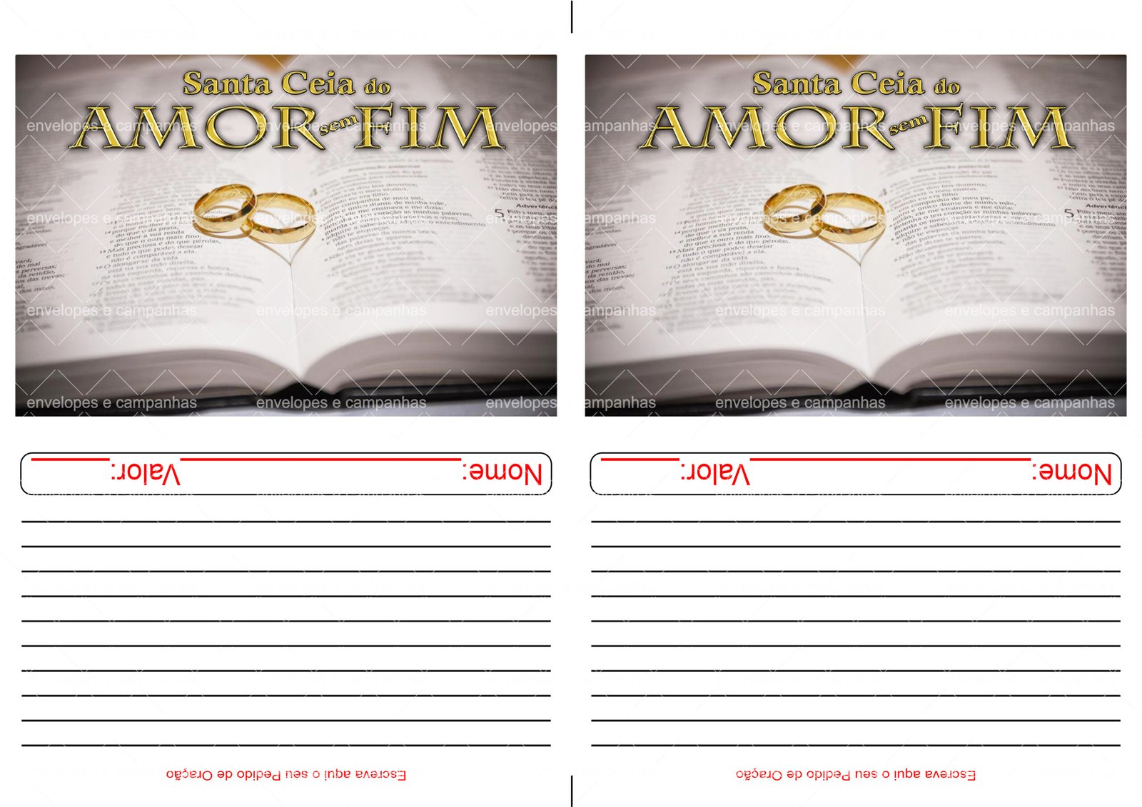 Envelope Santa Ceia do Amor sem Fim 2 (2 numa folha A4)
