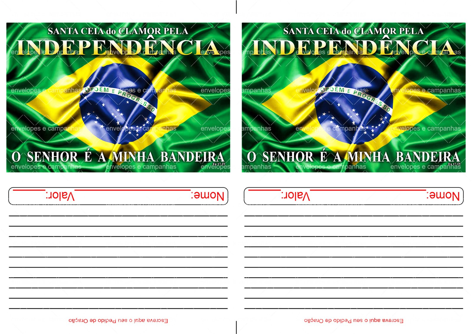Envelope Santa Ceia do Clamor pela Independência 03 (2 numa folha A4)