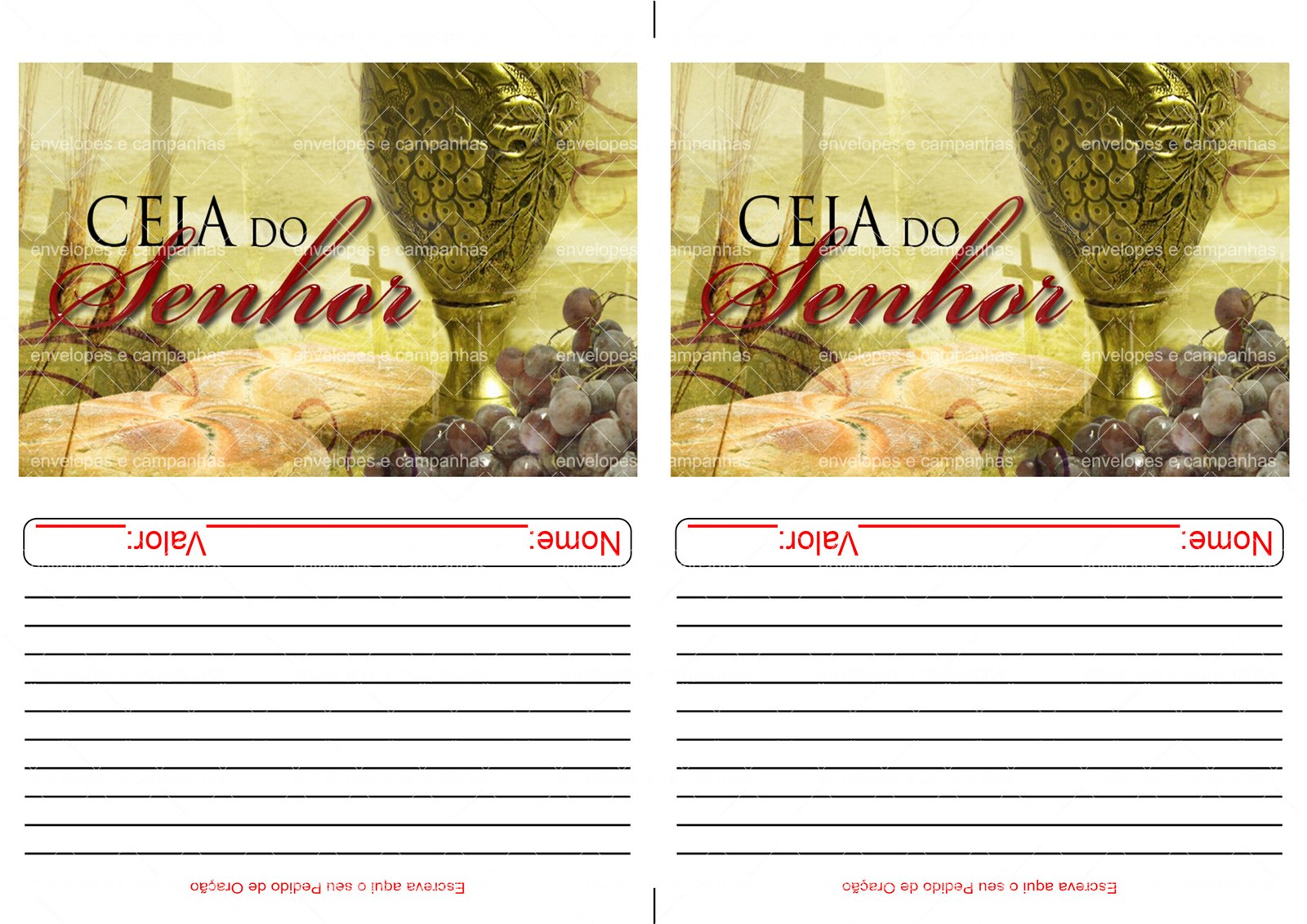 Envelope Santa Ceia do SENHOR 01 (2 numa folha A4)