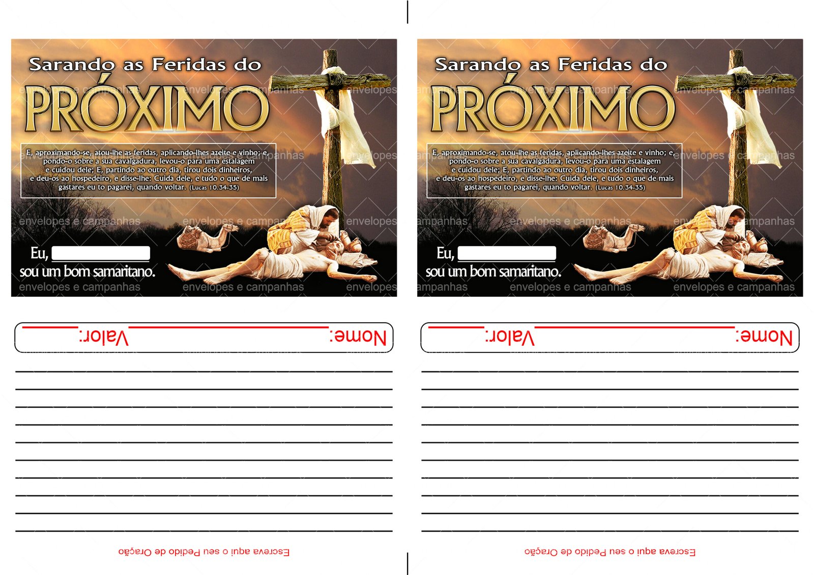 Envelope Sarando as Feridas do Próximo - O Bom Samaritano (2 numa folha A4)
