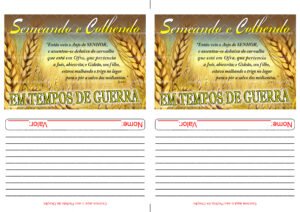Envelope Semeando e colhendo em tempos de Guerra (2 numa folha A4)