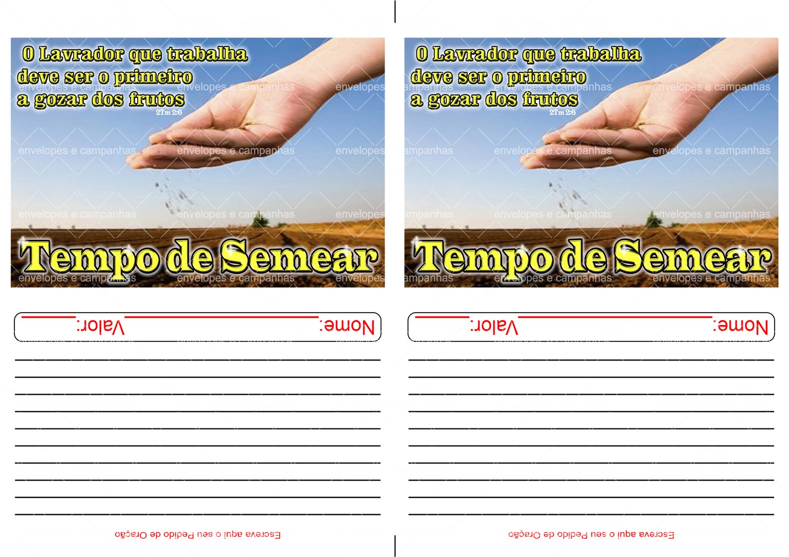 Envelope Tempo de semear 01 (2 numa folha A4)