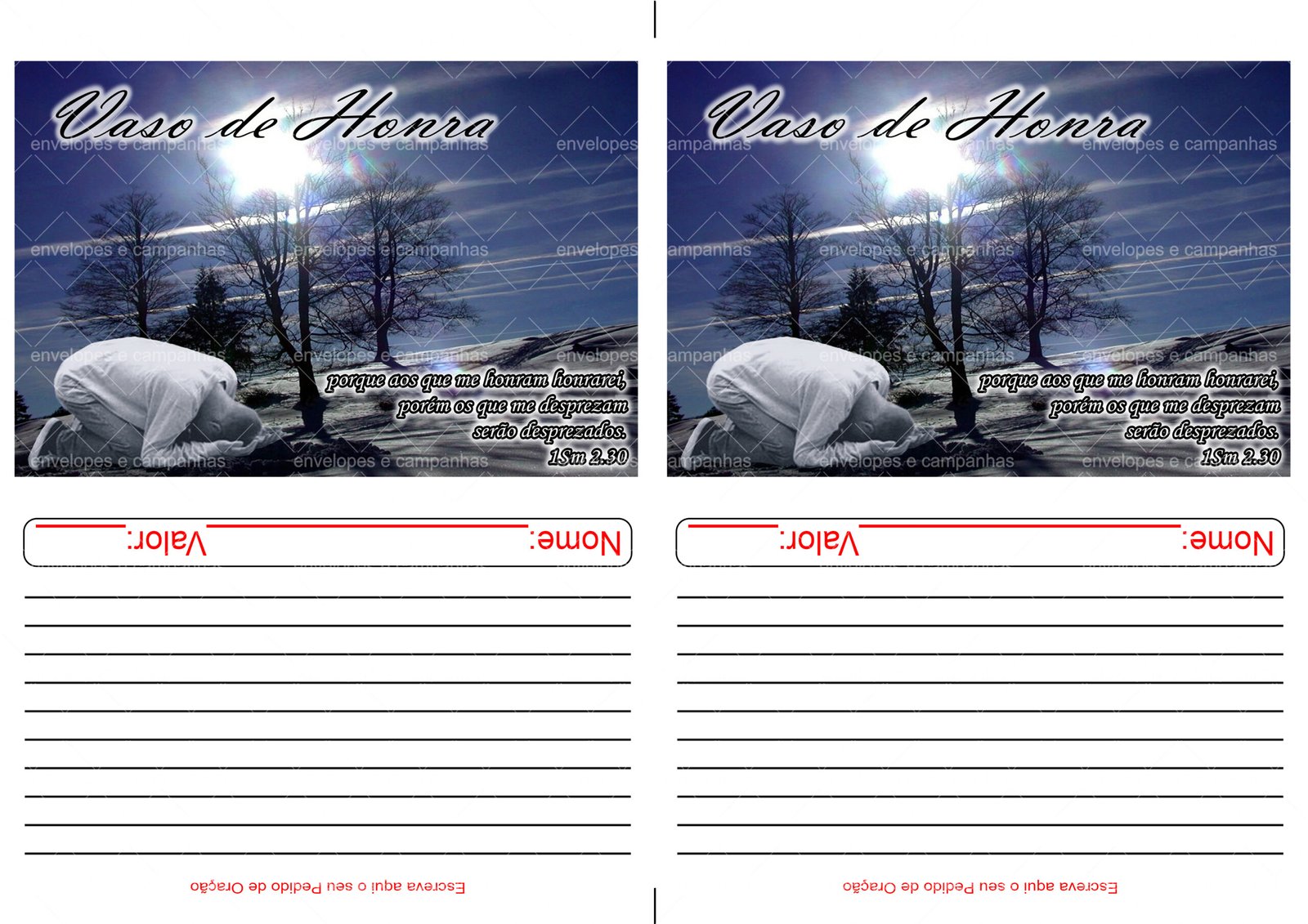 Envelope Vaso de Honra 1 (2 numa folha A4)