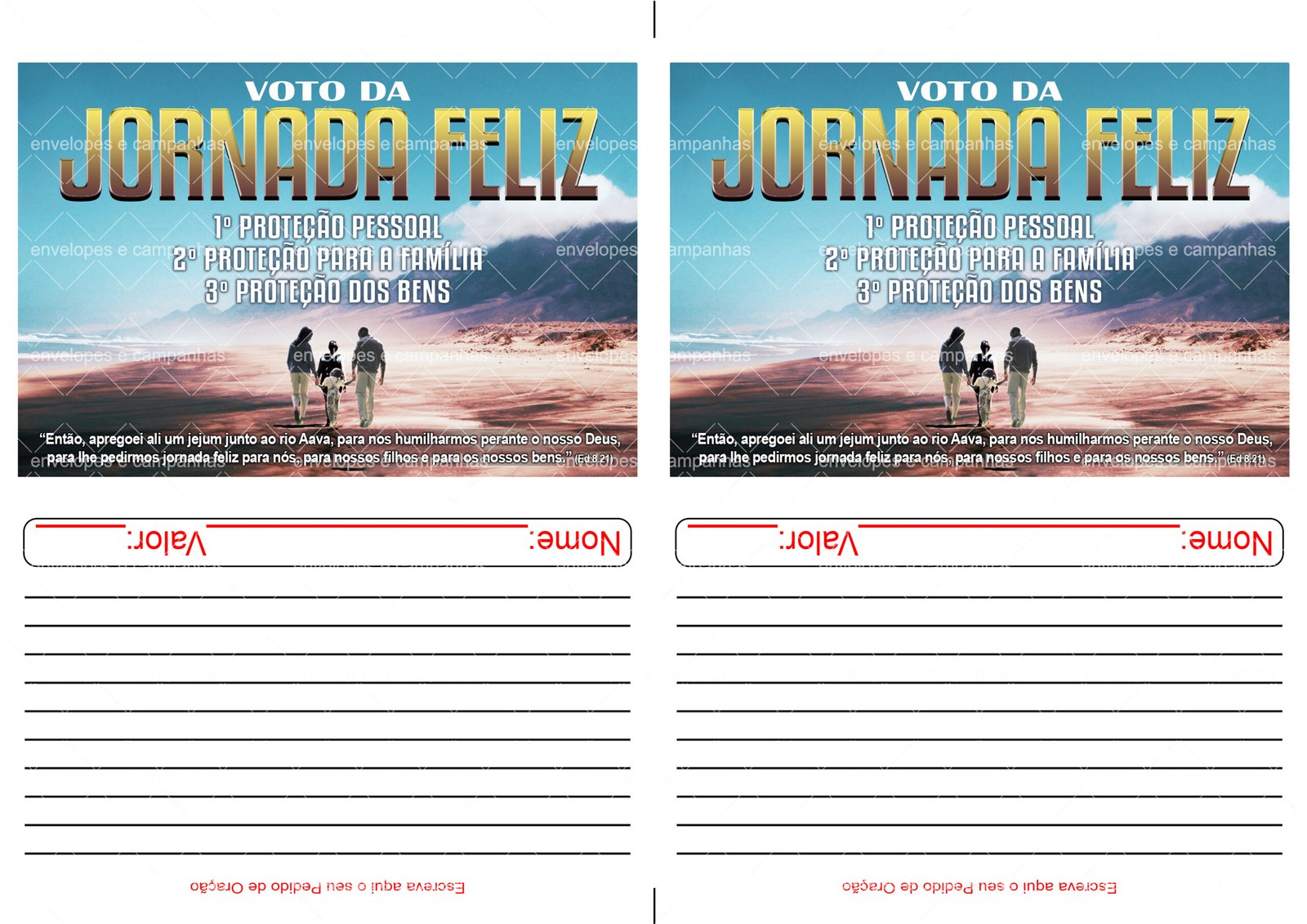 Envelope Voto da Jornada Feliz (2 numa folha A4)