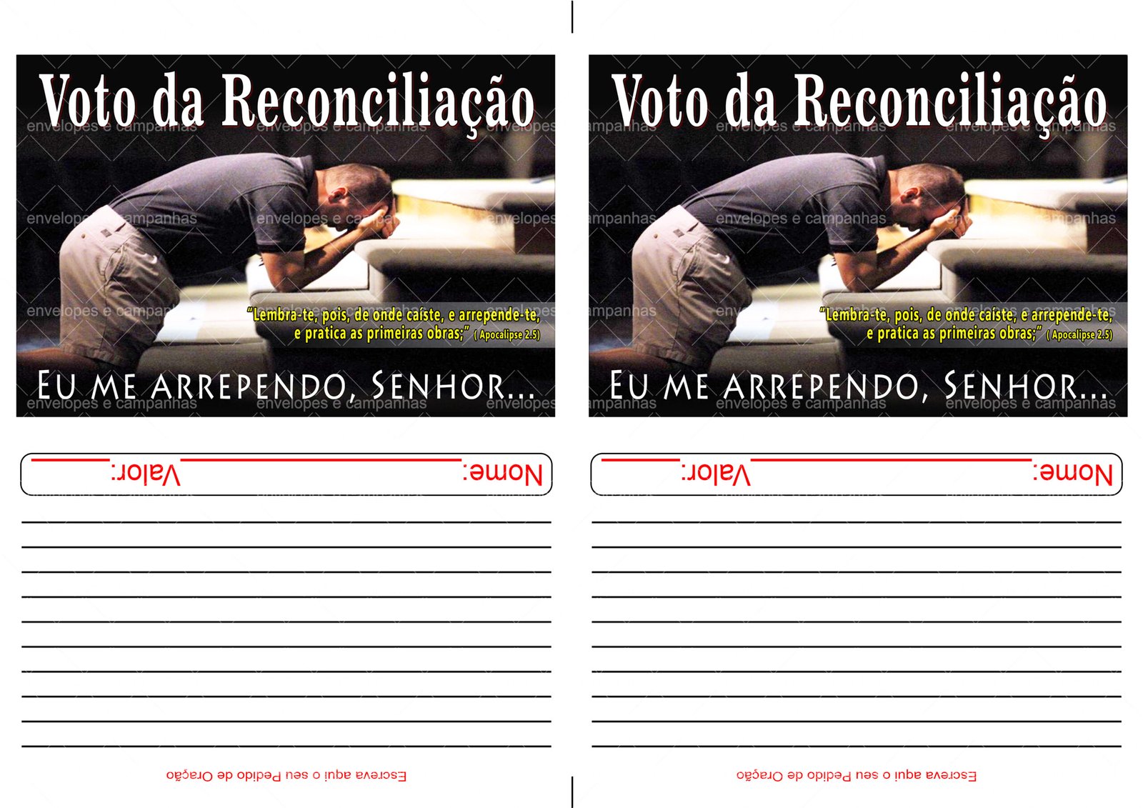 Envelope Voto da Reconciliação (2 numa folha A4)