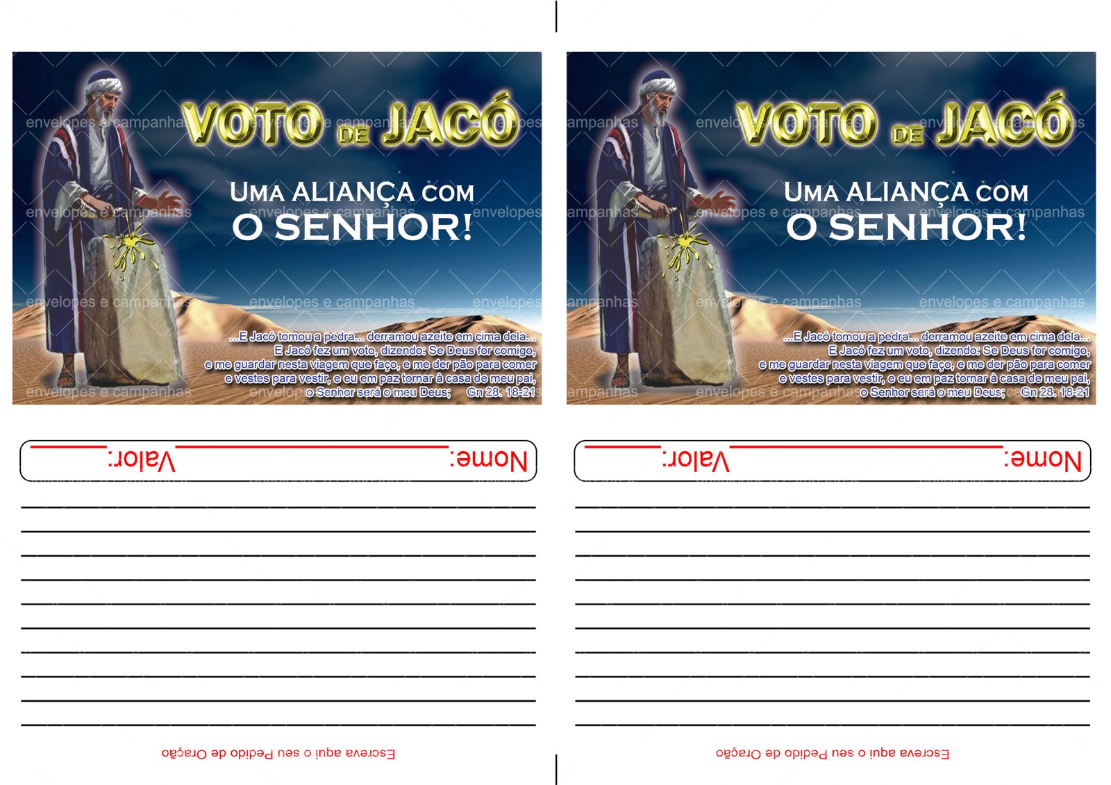 Envelope Voto de Jacó (2 numa folha A4)