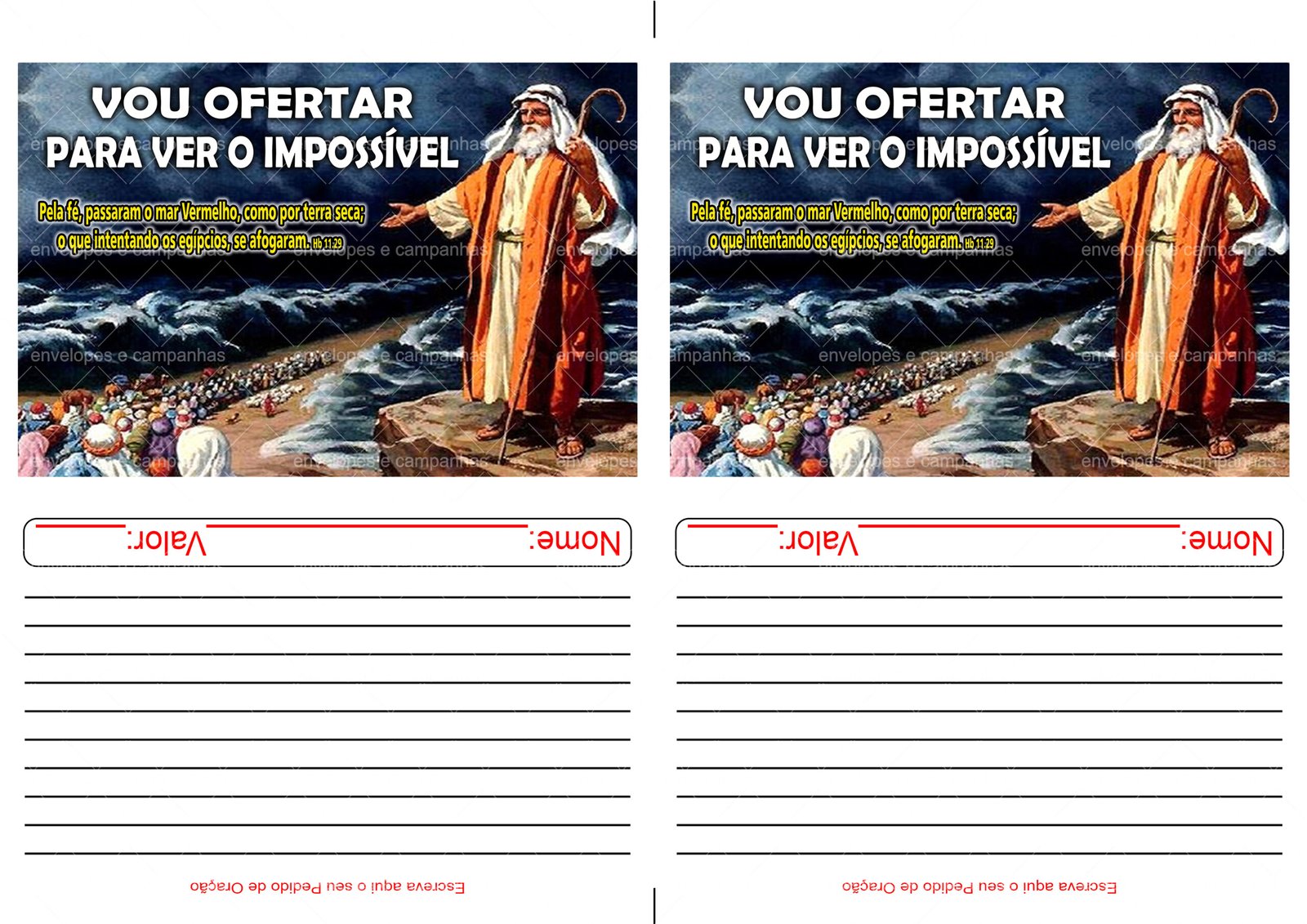 Envelope Vou Ofertar para ver o Impossível (2 numa folha A4)