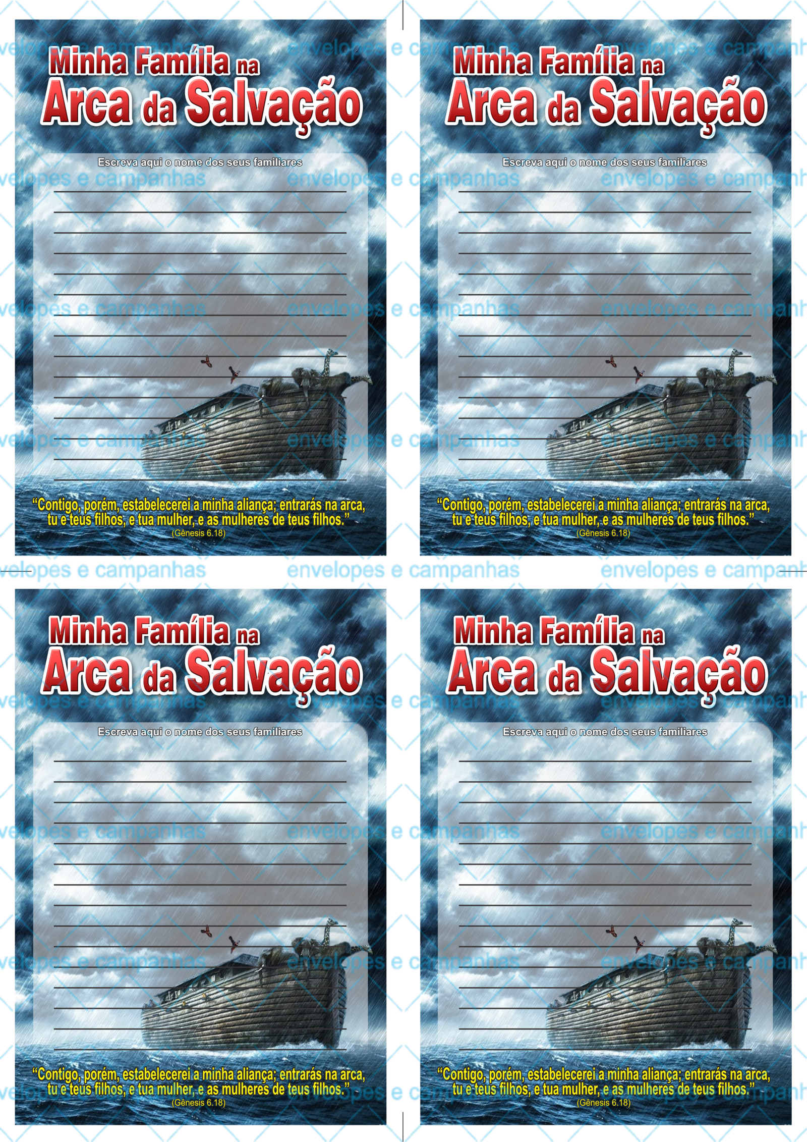 Pedido de Oração - Arca da Salvação 02 (4 numa folha A4)