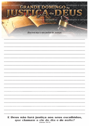 Pedido de Oração Grande Domingo da Justiça de Deus