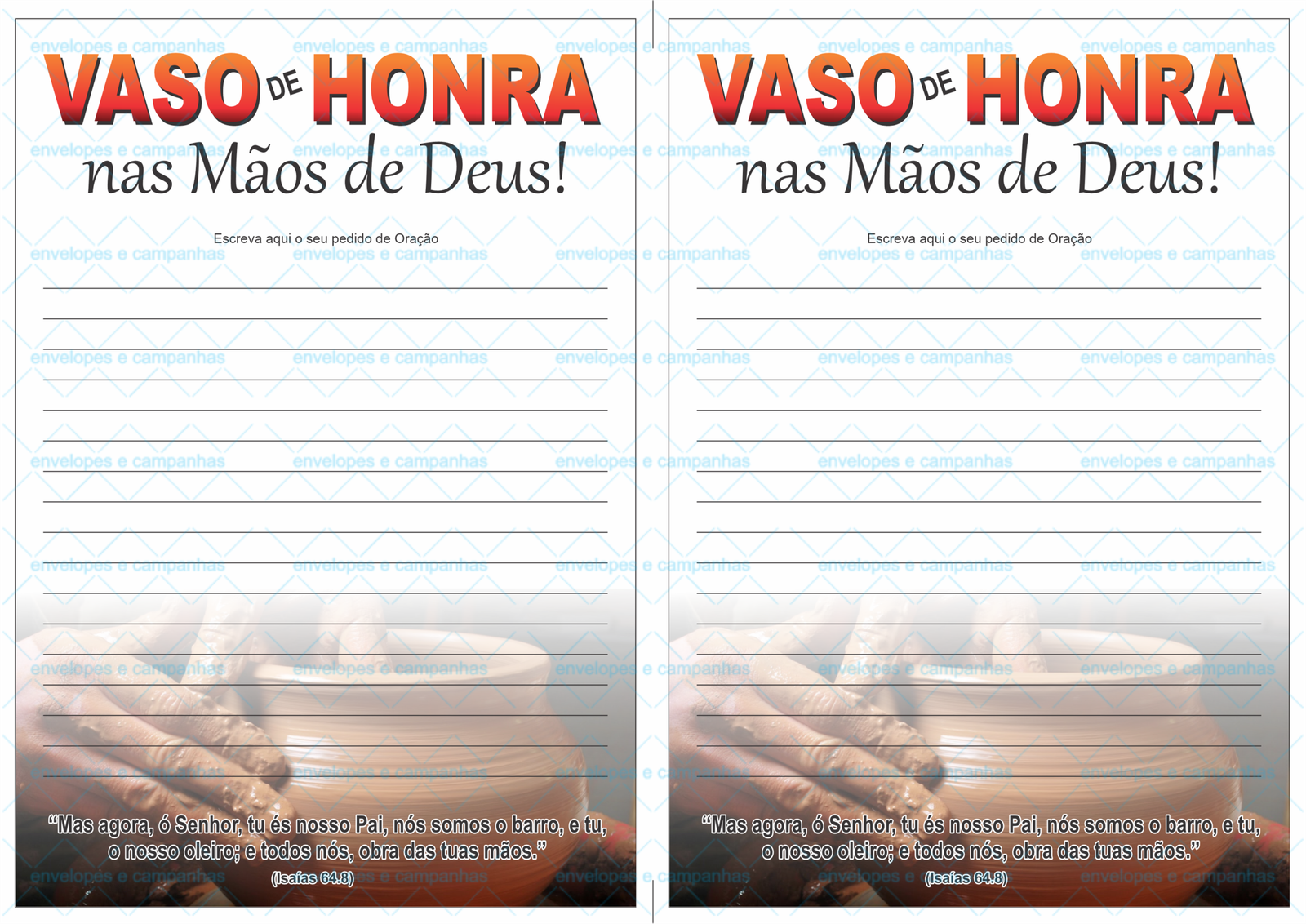 Pedido de Oração - Vaso de Honra nas mãos de Deus 01