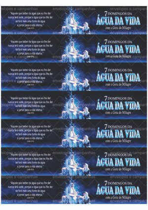 Rótulo Garrafa Água da Vida - 207mm x 40mm - Azul - (7 em uma folha A4)