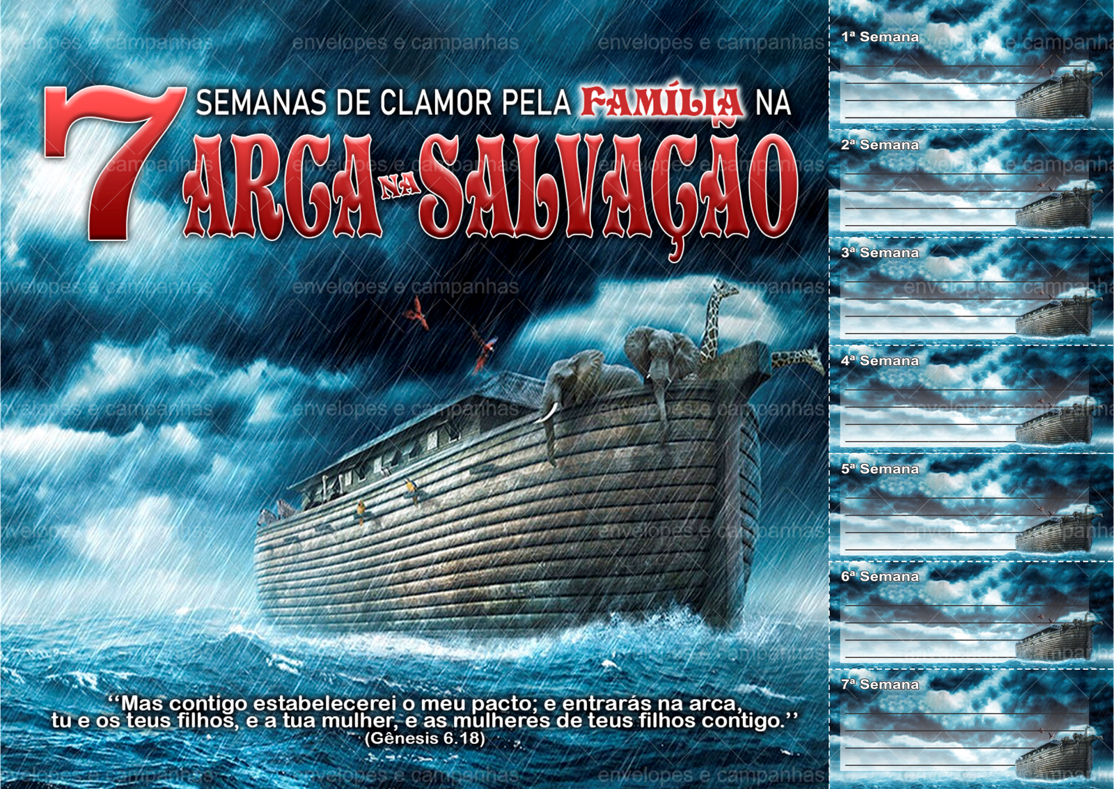 Cartela 7 Semanas de Clamor pela Família na Arca da Salvação
