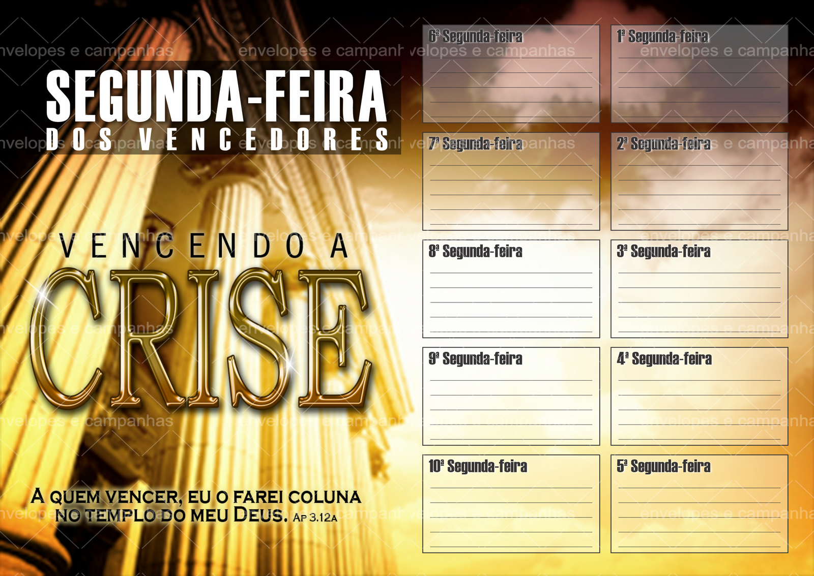 Cartela Segunda-feira Vencendo a Crise